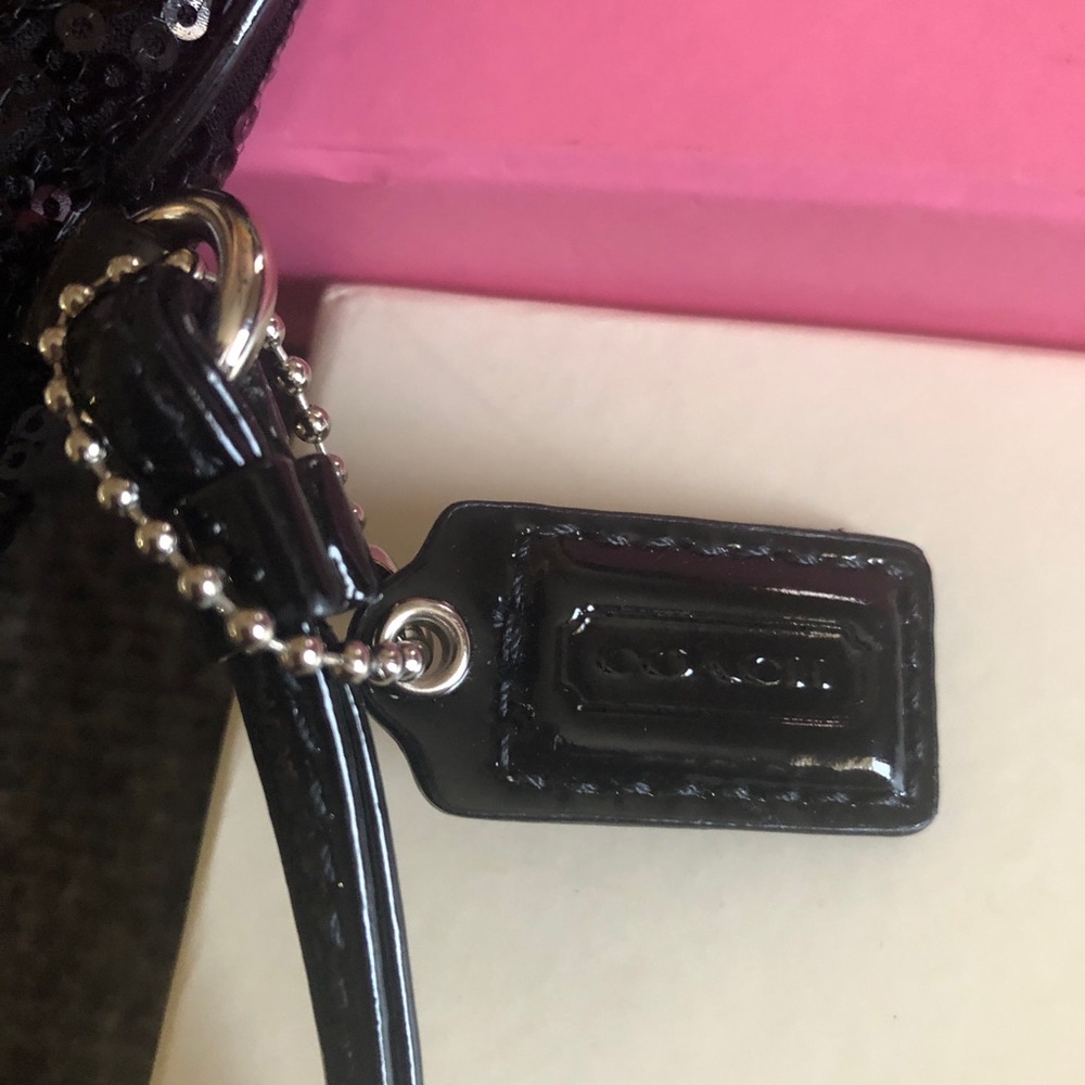 Coach Black Sequin Wristlet with Silver Hardware - Picture 14 of 15